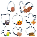 Rudens Sausainių Formelės 8 Vnt. Moliūgų Lapų Voverės Ežio Ir Kt.