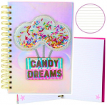 Holografinis A5 formato linijinis užra&scaron;ų sąsiuvinis Candy Dreams, 90 lapų