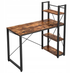 Ra&scaron;omasis stalas Begryf su lentynomis, 120x60x120 cm, rudas/juodas, MDF ir metalas, loft stilius