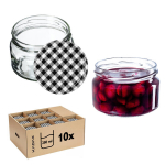 KADAX Denia konservavimo stiklainiai 250ml 10vnt 82mm + dangtelis "Black grid"