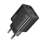 Įkroviklis 2xUSBC + 2xUSB, iki 30W, QuickCharge iki 20V1.5A: Hoco N56 Juoda