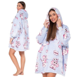 DžemperisAntklodė Kocobluza 2In1 Oversize Xxl Su Gobtuvu Stora Sherpa Violetinė