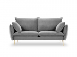 Dvivietė aksominė sofa Milo Casa Elio, &scaron;viesiai pilka/auksinės spalvos