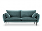 Trivietė aksominė sofa Milo Casa Elio, žalia/juoda