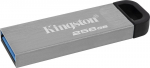 USB laikmena "kingston" usb atmintinė, usb 3.0, 256 gb, "datatraveler(r) kyson", sidabrinė, dtkn/256gb, usb a, su kilpa