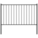 Tvoros plok&scaron;tė su stulpais, juodos spalvos, 1,7x1,25m, plienas