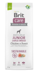 Brit Care Dog Sustainable Junior Large Breed su vi&scaron;tiena ir vabzdžiais, 12 kg