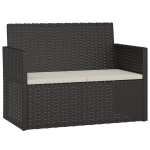 vidaXL Sodo suoliukas su pagalvėlėmis, juodas, 105cm, poliratanas, Juoda