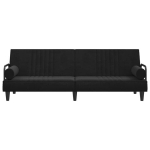 vidaXL Sofa-lova su porankiais, juodos spalvos, aksomas