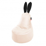 Sėdmai&scaron;is Qubo Mommy Rabbit juodos ausys Vanille Velvet Fit &ndash; mink&scaron;tas veliūras, triu&scaron;io ausų dizainas, vaikams ir paaugliams