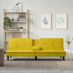 Sofa-lova su puodelių laikikliais vidaXL, geltona