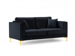 Dvivietė sofa Luis 2, tamsiai mėlyna/auksinė