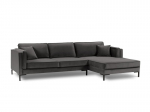 Kampinė sofa Luis 5, tamsiai pilka/juoda