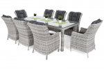 Lauko baldų komplektas Bristol 230 cm, 8+1, pilkas