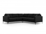 Simetrinė kampinė velvet sofa Venus, 5 sėdimos vietos, juoda