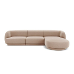 Aksominė de&scaron;ininė kampinė sofa Micadoni Miley, 259 x 155 x 74, smėlio