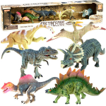 Dažytų Dinozaurų rinkinys, įvairūs tipai, 6 vnt.