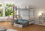 Dviauk&scaron;tė lova Adrk Furniture Etapo, 90x200 cm, balta/pilka