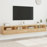 Sieninės tv spintelės, 2vnt., ąžuolo, 100x30x30cm, mediena