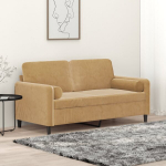 Dvivietė sofa su pagalvėlėmis, rudos spalvos, 140cm, aksomas