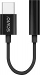 Savio AK-74 juodas USB-C į 3,5 mm garso adapteris