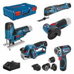 5 Įrankių Rinkinys - BOSCH PROFESSIONAL - 12V KOMBINACINIS RINKINYS - 5 Belaidžiai Įrankiai - 3 Baterijos - Greitas Kroviklis