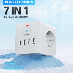 7 Viename Juodas-Baltas Ki&scaron;tukinis Adapteris Su USB, Baltas