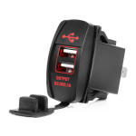 Vandeniui atsparus telefono įkroviklis su raudonu LED ap&scaron;vietimu, 2xUSB 12/24V AMIO-04228