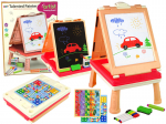 Dvipusė pie&scaron;imo-ra&scaron;ymo-žaidimų lenta 3in1 Lean Toys, raudona