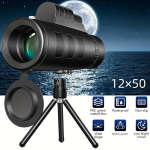 12x50 monokuliaras teleskopas su trikojį - atsparus vandeniui, neslystantis, rankinis fokusavimas BAK4 prizmė astronomijai ir lauko veiklai.