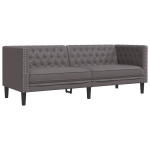 Trivietė chesterfield sofa, pilkos spalvos, dirbtinė oda
