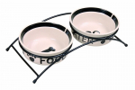 TRIXIE Dubenėlių kompl., keramika-metal., 2x0.6 l, &oslash; 15 cm-32x9x15 cm, baltas-juodas