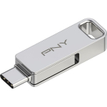 OTG raktas &ndash; PNY &ndash; USB 3.2 &ndash; 64 GB &ndash; Sidabrinis metalas &ndash; USB C ir USB A