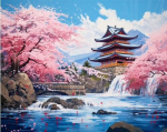 Tapybos pagal skaičius rinkinys &bdquo;Sakurų žydėjimas Japonijoje&ldquo; (40&times;50 cm, be rėmelio) su auk&scaron;tos kokybės akriliniais dažais &ndash; kūrybinė veikla ir įspūdingas paveikslas jūsų namams.