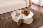 Kavos staliukas Aeris Travertine,75x75x35 cm, smėlio spalvos