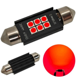 2 vnt C5W C10W LED lemputė SV8.5 12-24V CANBUS 39mm - raudonas