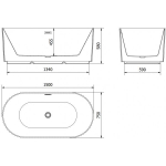 Vonia Mexen Paola, 150 x 75 cm, White gloss + Gold persipylimas