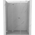 Du&scaron;o durys Mexen Lunar-F, sulankstomos, kairė, 145 cm, transparent/chrome