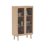 Vitrina Home4You Hansen 90x40x150 cm, ąžuolo apdaila, stiklinės durelės