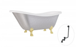 Vonia Besco Otylia Glam 170, Silver+Gold, su sifonu su persipylimu Klik-klak Black