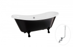 Vonia Besco Amelia B&W 190, Black/White+Black, su sifonu su persipylimu Klik-klak Chrome