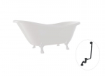 Vonia Besco Otylia 160, White+White, su sifonu su persipylimu Klik-klak Black