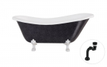 Vonia Besco Otylia Glam 160, Graphite+Chrome, su sifonu Klik-klak Black