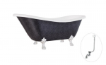 Vonia Besco Otylia Glam 160, Graphite+Chrome, su sifonu su persipylimu Klik-klak Chrome