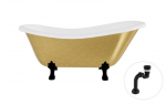 Vonia Besco Otylia Glam 160, Gold+Black, su sifonu Klik-klak Black