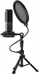 Lorgar Voicer 721 Gaming USB Condenser Microphone with Tripod and Pop Filter, Black