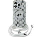 Karl Lagerfeld IML Crossbody Monogram Karl & Choupette Head MagSafe dėklas iPhone 15 Pro modeliui - skaidrus