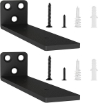 Laisvosios lentos laikiklis, 2 vnt., L-forma, metalas, juodas, 15cm