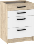 Virtuvinė spintelė Meblocross Korfu KOR-06-S60-4SZ, ąžuolo spalvos/balta