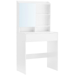 Tualetinis staliukas su veidrodžiu LUNAVI 70x40 cm &ndash; RDT118W01, baltas, su stalčiumi ir lentynėlėmis